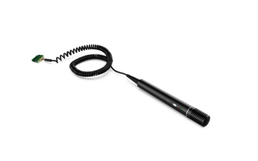 Hand held microphone coiled